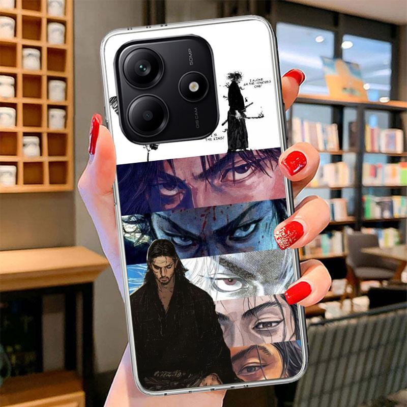 Anime Vagabond Samurai Phone Case For Xiaomi Redmi Note 15 14 13 12 11 10 Pro Plus 14S 12S 11S 11T 11E 10S Soft Fundas Shell Red