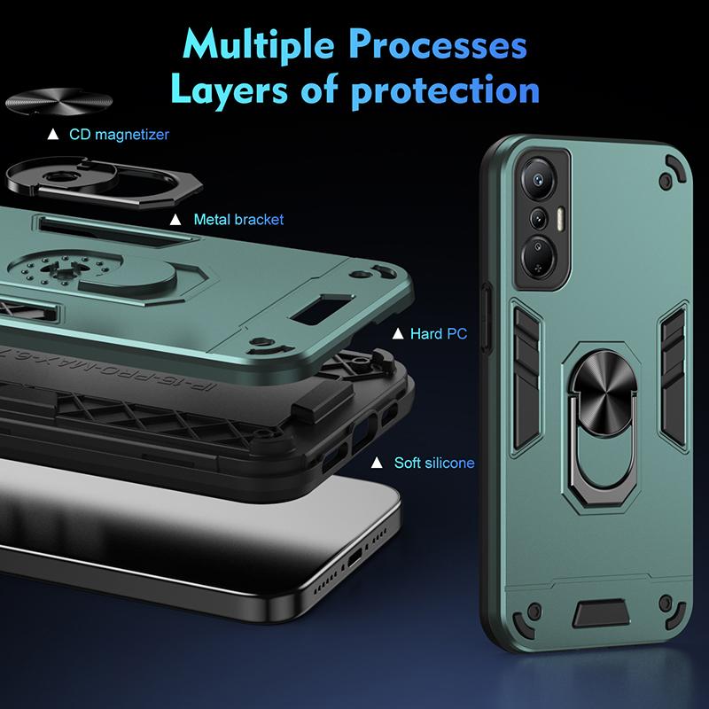 Shockproof Hard Armor Cover Case For Infinix Hot 11S 20I 20S Hot 30 Play 30I Hot 50 50I Car Magnetic Ring Holder Cover