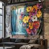 Flowers beneath the waterfall Digital printing polyester wall tapestry suitable for use in living rooms bedrooms bars and party