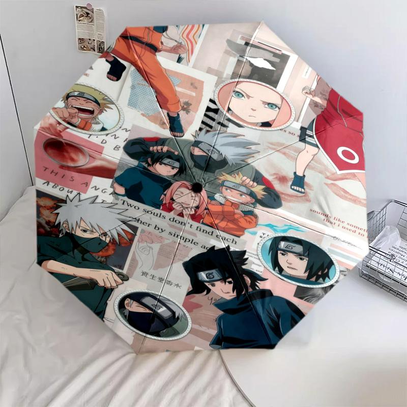 1 PC Automatic Folding Umbrella - Naruto Art Compilation Pattern Portable Foldable Design With 8 Ribs Christmas Birthday Gifts