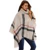 European & American Style Autumn/Winter Plaid Faux Cashmere High Collar Pullover Shawl 2025