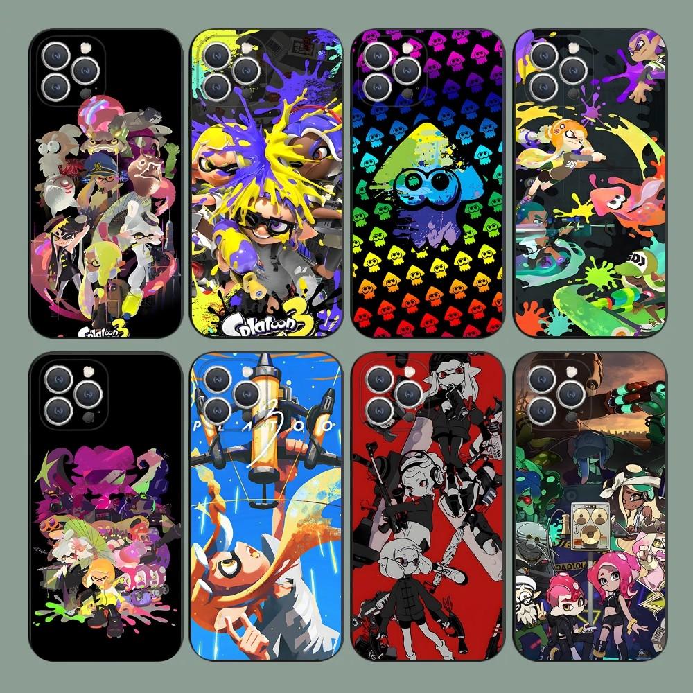 Game S-Splatoon 2 3 Phone Case For iPhone 15,14,13,12,11,Plus,Pro Max,XS,X,XR,SE,Mini,8,7 Soft Silicone Black Cover