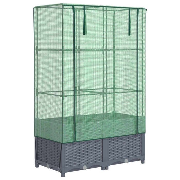VidaXL Jardinière surélevée avec housse aspect rotin 80x40x138 cm, jardinière surélevée de jardin, bac à fleurs surélevé, 4015828