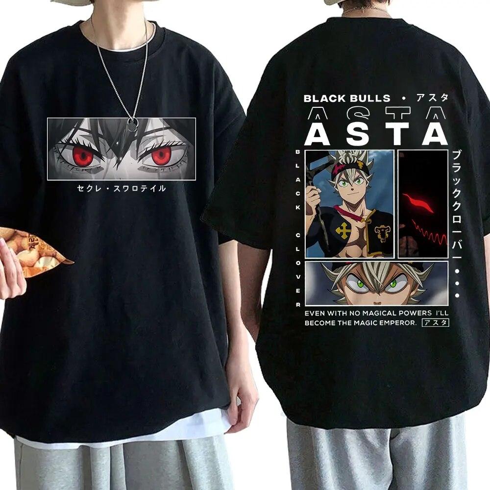 High Street Top Japanese Anime with European and American Style Black White Tees Character Print with Brand Unisex Cotton Casual