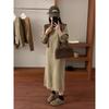 Autumn and winter new fashion knitted inner dress women's fringed semi-turtleneck sweater bottoming long dress tide