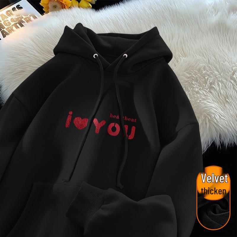 Women's Korean-Style Fleece-Lined Hoodie - Milky Fufu, Loose Fit, Skin-Whitening Effect, Ideal for Autumn/Winter