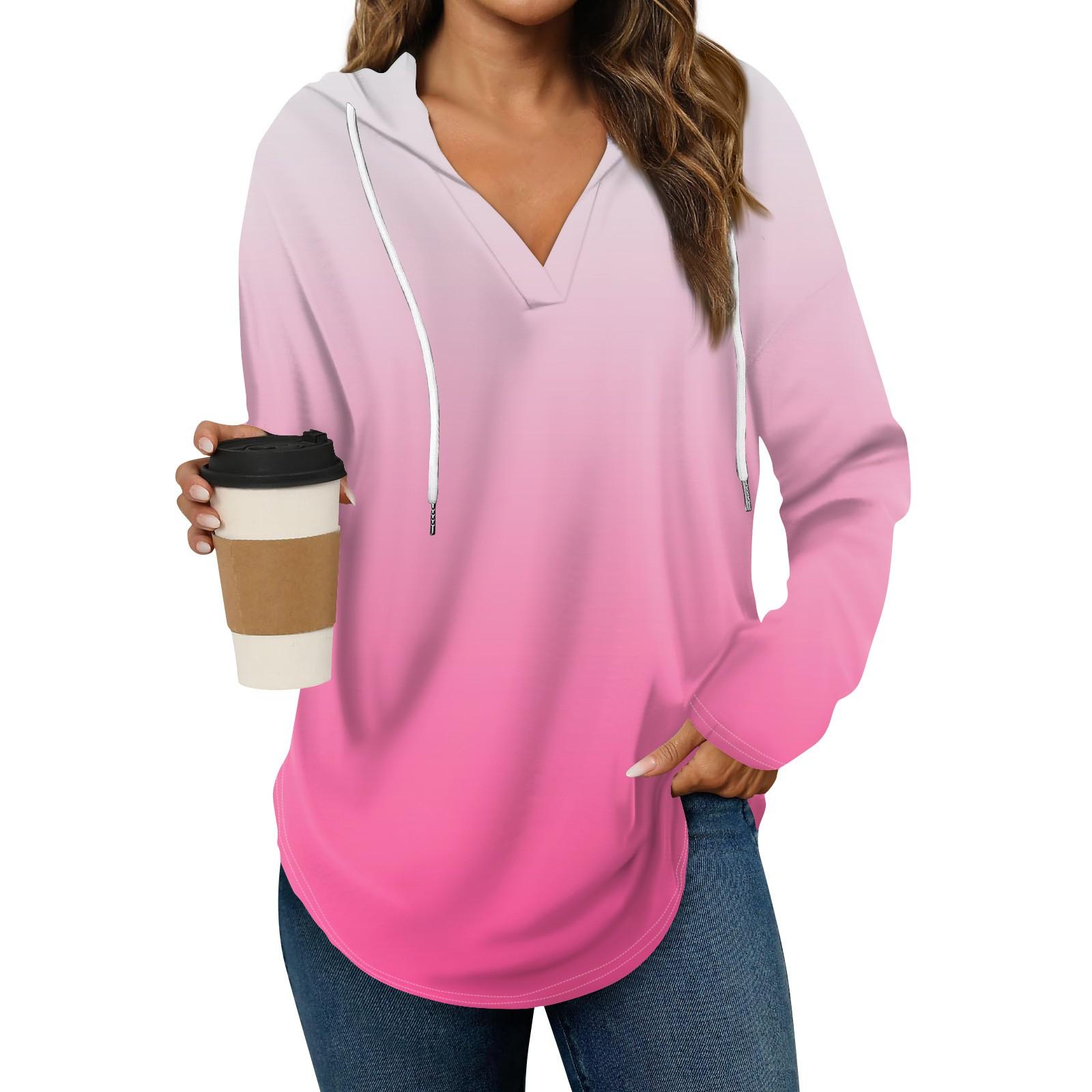 

Женская мода повседневный свитер с V-образным вырезом и длинными рукавами, на завязках, с принтом XXL розовый