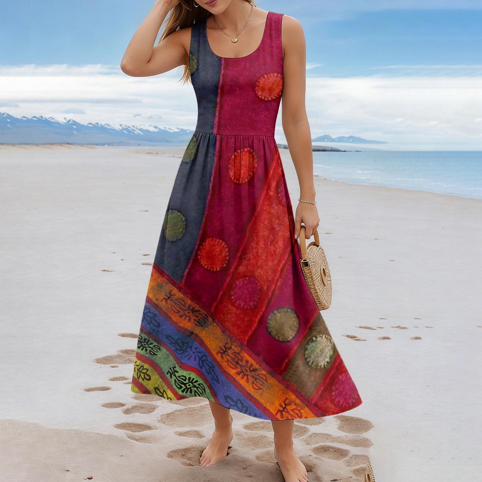 

Женское цветочное летнее повседневное и модное длинное платье без рукавов XXXL