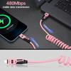 65W+PD27W 4 In 1 6A Charging Data Cable, Multifunctional Spring Retractable Fast Charging Cable for Samsung Huawei Xiaomi Iphone