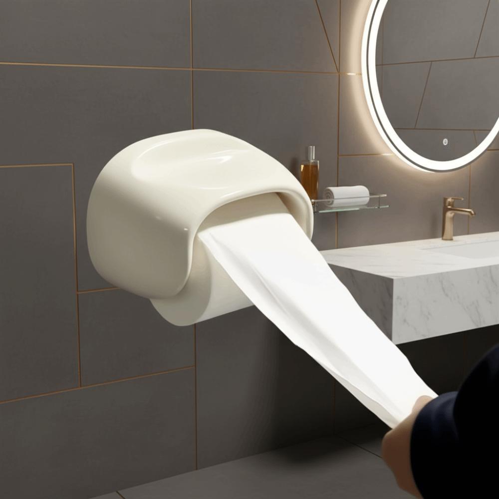 No Punching Bathroom Roll Holder Wall Mounted Toilet Tissue Box Roll Paper Tube Restroom