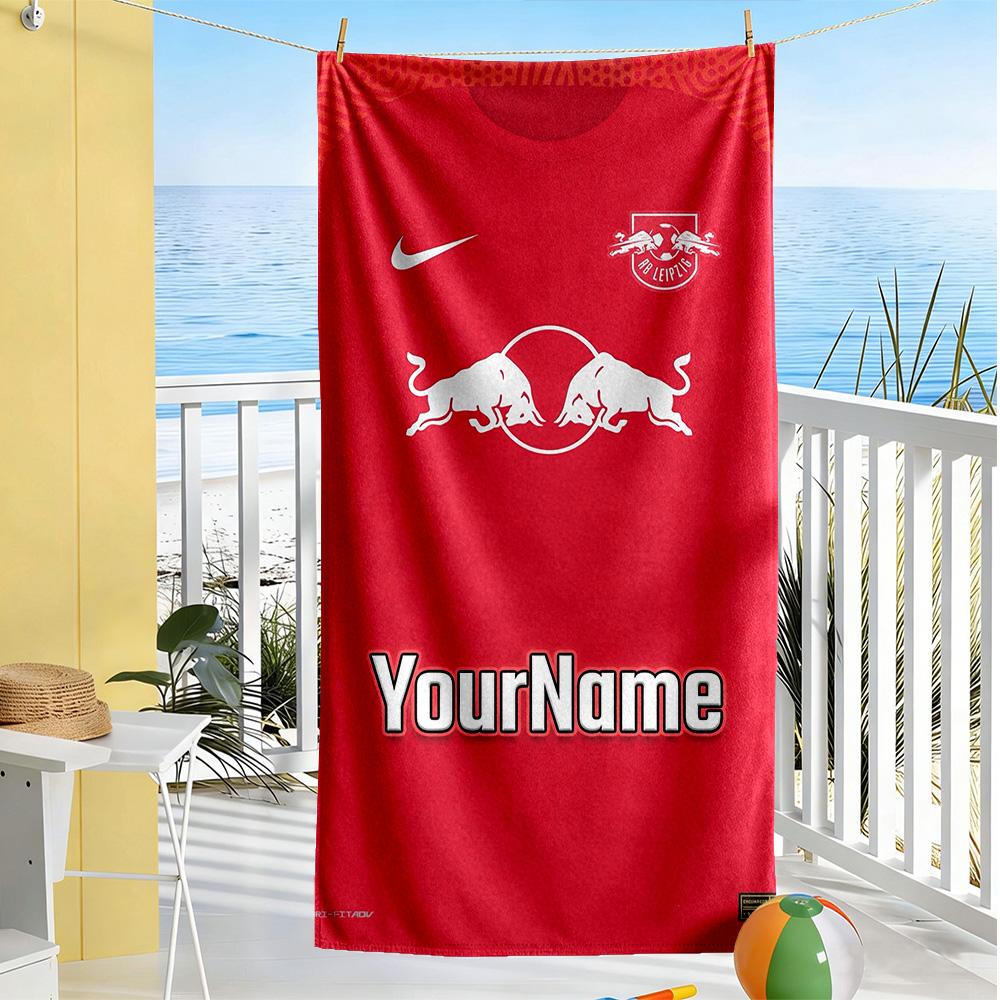 RB Leipzig Personalisierbares Namens-Strandtuch Superweich Saugfähig Ideal Für Reisen Outdoor Schwimmbad Yoga Surfen Camping Wandern Fitnessstudio Geschenk Urlaub