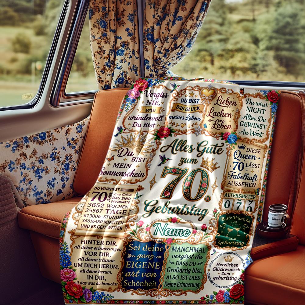 70Th Birthday Vintage 1956 Celebration Gift Blanket Soft Warm Cozy Versatile For Sofa Couch Office Bed Picnics Allseason Use Modern Unique Gift For