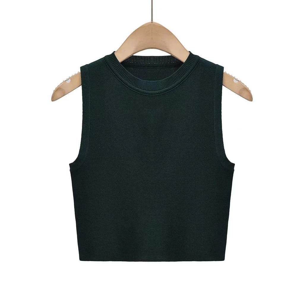 DAFIFY  Women's Fashion Casual Spring Fall Solid Color Print Sleeveless O-Neck Sweaters