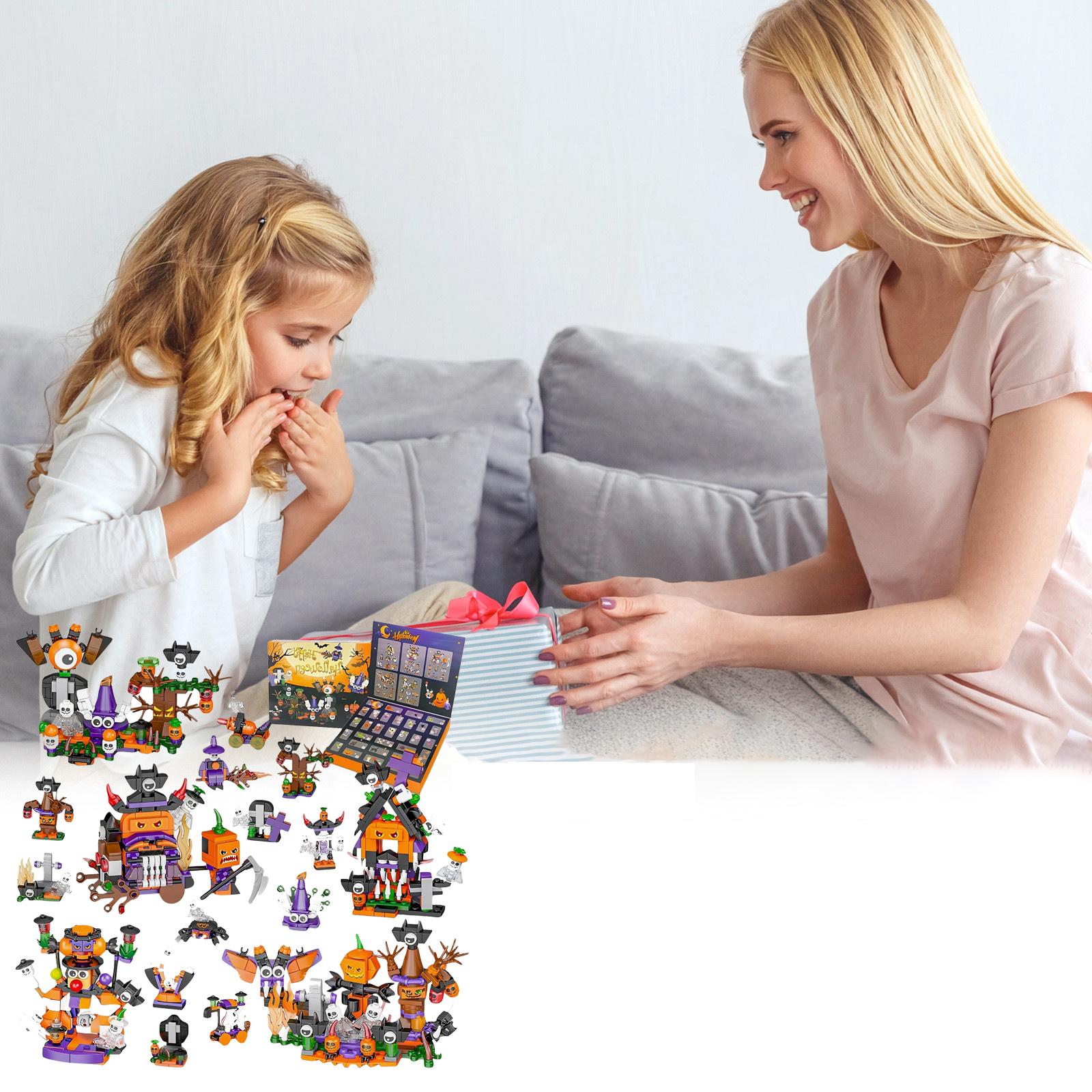 

Календарь Адвента на Хэллоуин для детей, 31-дневный календарь обратного отсчета до Хэллоуина с набором строительных блоков, подарки для детей, подростков, мальчиков, девочек One Size