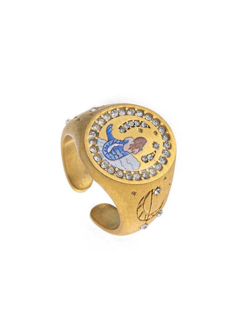 Stainless Steel Fashionable and Popular Valentine's Day Lion Mermaid Love Cupid Painted Ring
