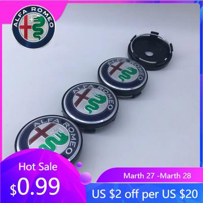 Pour Alfa Romeo 4 pièces 60 mm Pour Alfa Romeo Quadrifoglio 159 156 147 166 Sportiva Stelvio GT Mito Emblème Cache-moyeu Auto Décoration Style A