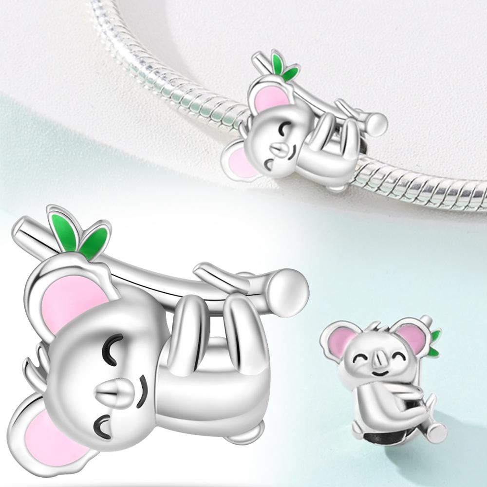 Copper Pink Elephant Animal Charm Beads Fit Charm Copper Original Bracelet For Women Jewelry Making