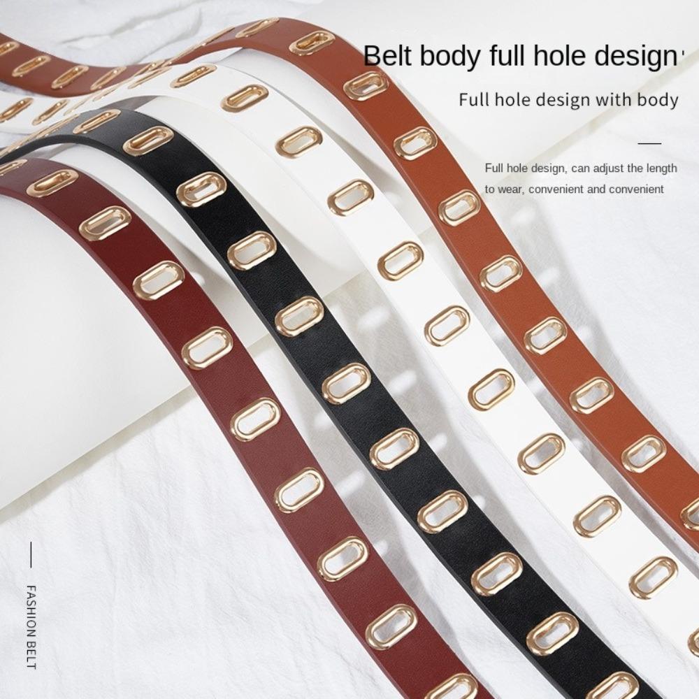 Thin Women Waistband Round Buckle Waist Belt Fashion PU Leather Belt  Student