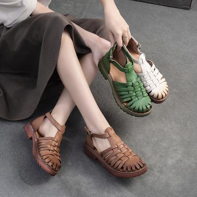 2026 Sommer Neuankunft Gewebte Römische Sandalen Ausgeschnitten Atmungsaktiv Bequem Damen Flache Schuhe