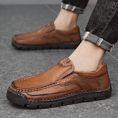 Men Cowhide Flat Shoes Anti Slip Outdoor Walking Shoes Sports Shoes Leather Loafers Soft Leather Men Casual Shoes High-quality
