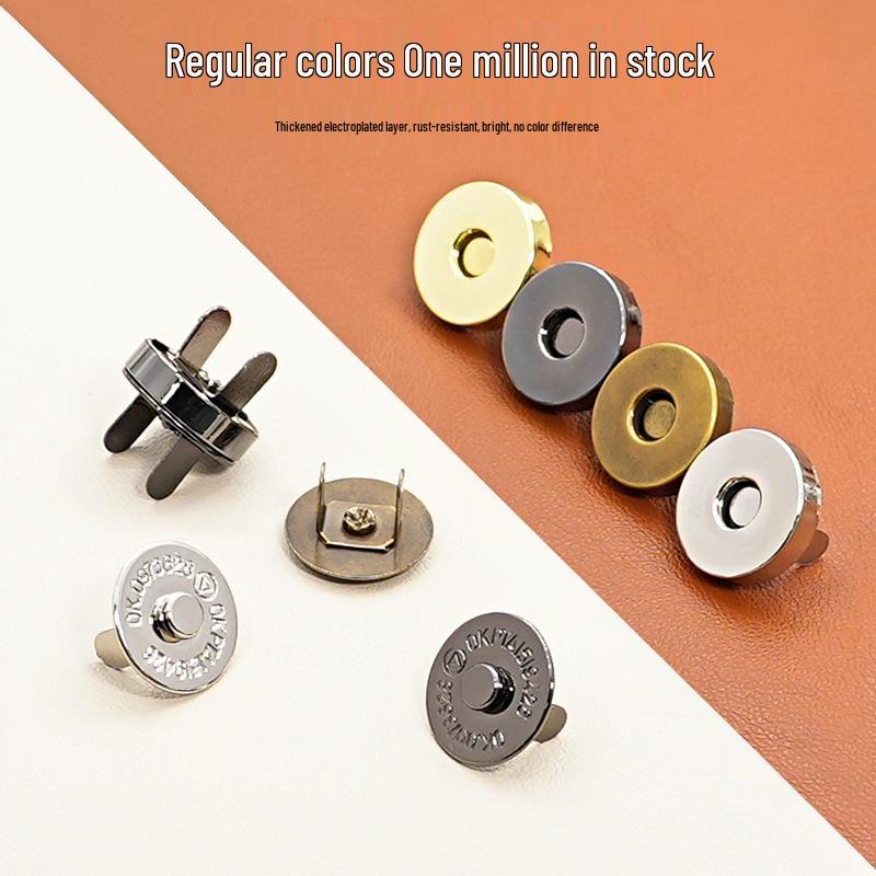 Triple Strength No-Sew Round Electroplated Magnetic Bag Buckle with Thickened Metal Pin