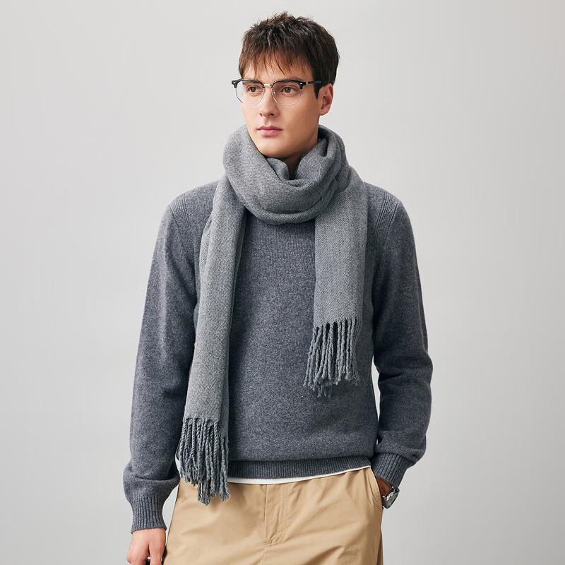 Men's 100% Wool Round Neck Thick Knitted Sweater