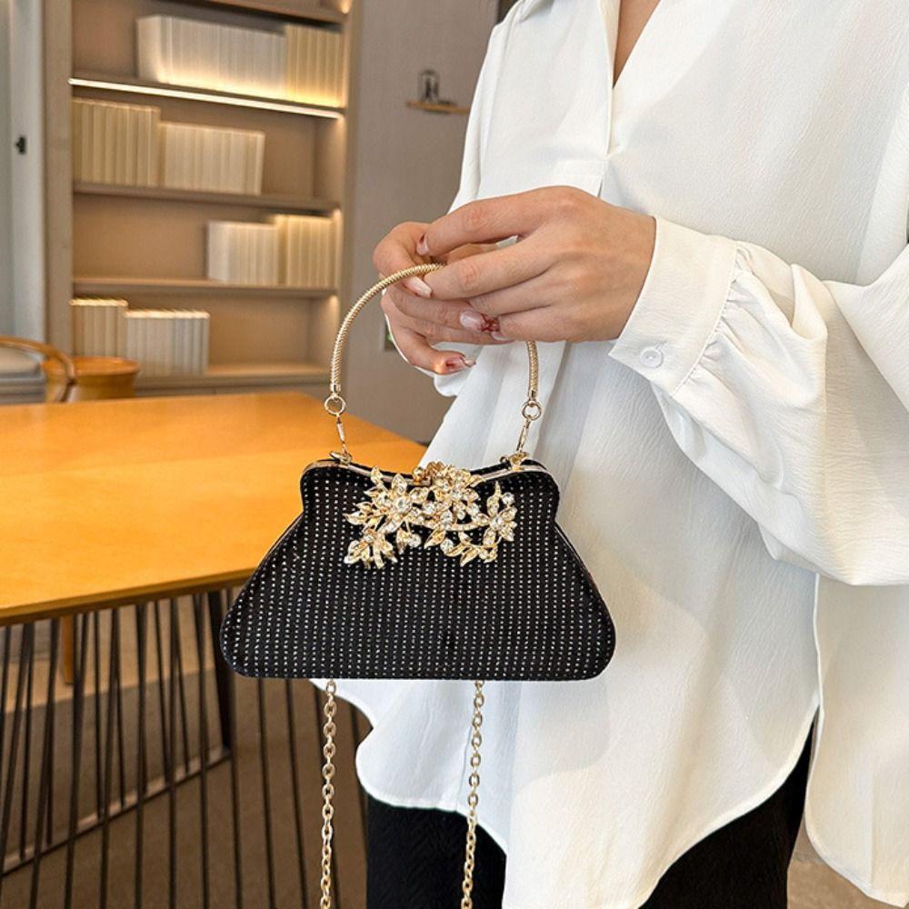 

Luxury Dinner Handbag Top Handle Wrist Bag Elegant Bridal Clutch Bag Girls чорний