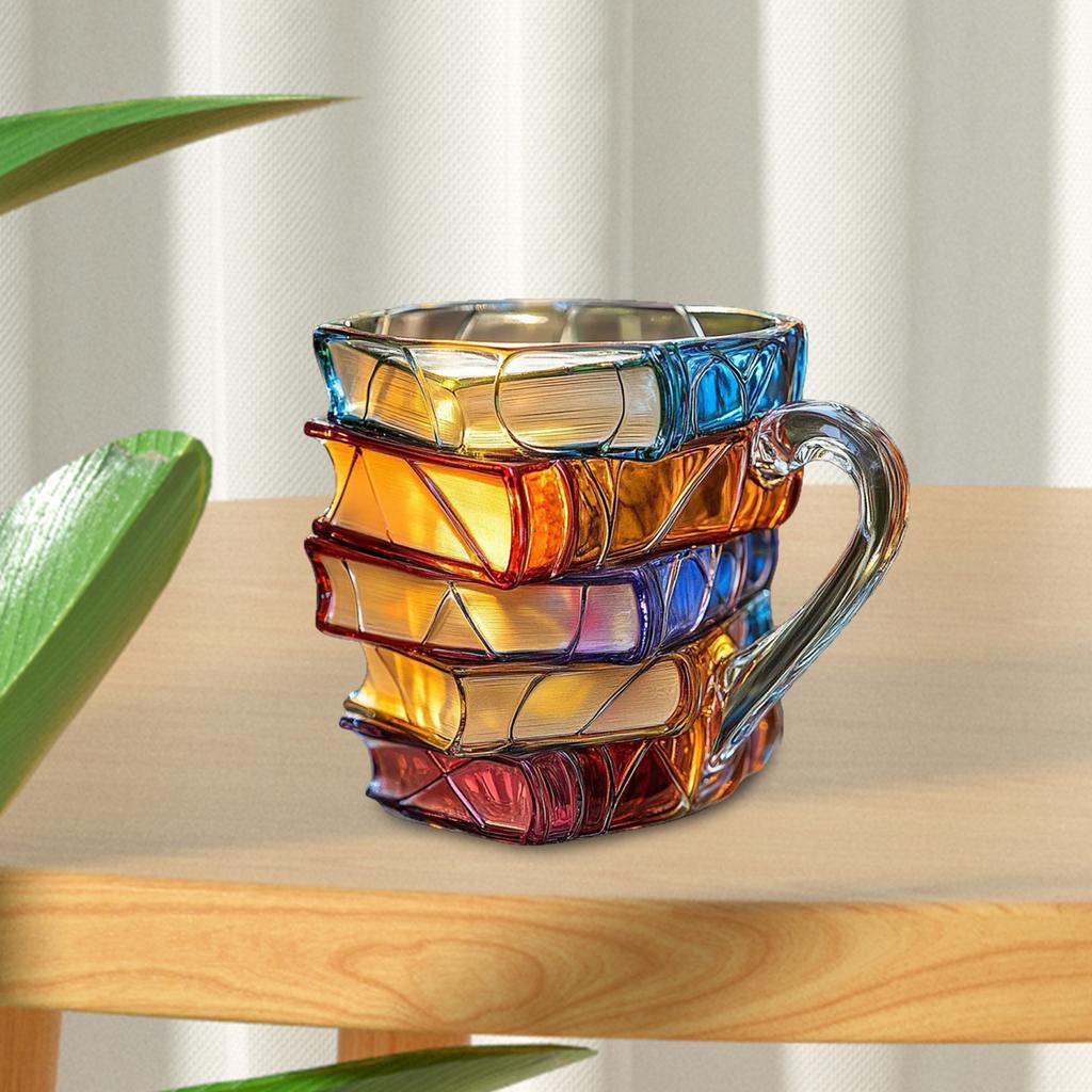Painted Book Mug Resinz Novelty 3d Painted Books Coffee Mug Unique Colorful Resin Books Stack Coffee Cup Collection Gifts