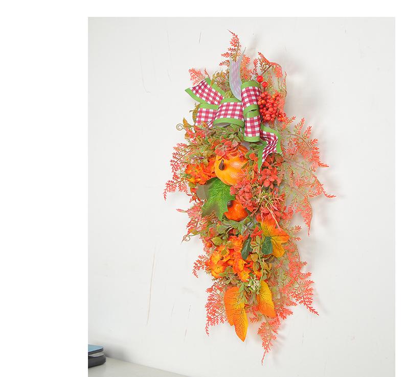 Cangyan Autumn Colors Pumpkin Thanksgiving Wreath with Bow - Door Decoration.