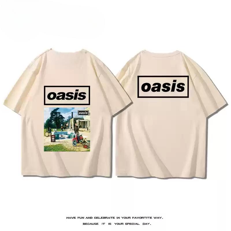 

2024 Oasis Рок-группа Футболка с коротким рукавом Мужская и женская Летний хлопковый топ с коротким рукавом Британский рок Винтажный тренд Хлопковый рукав до локтя 4XL