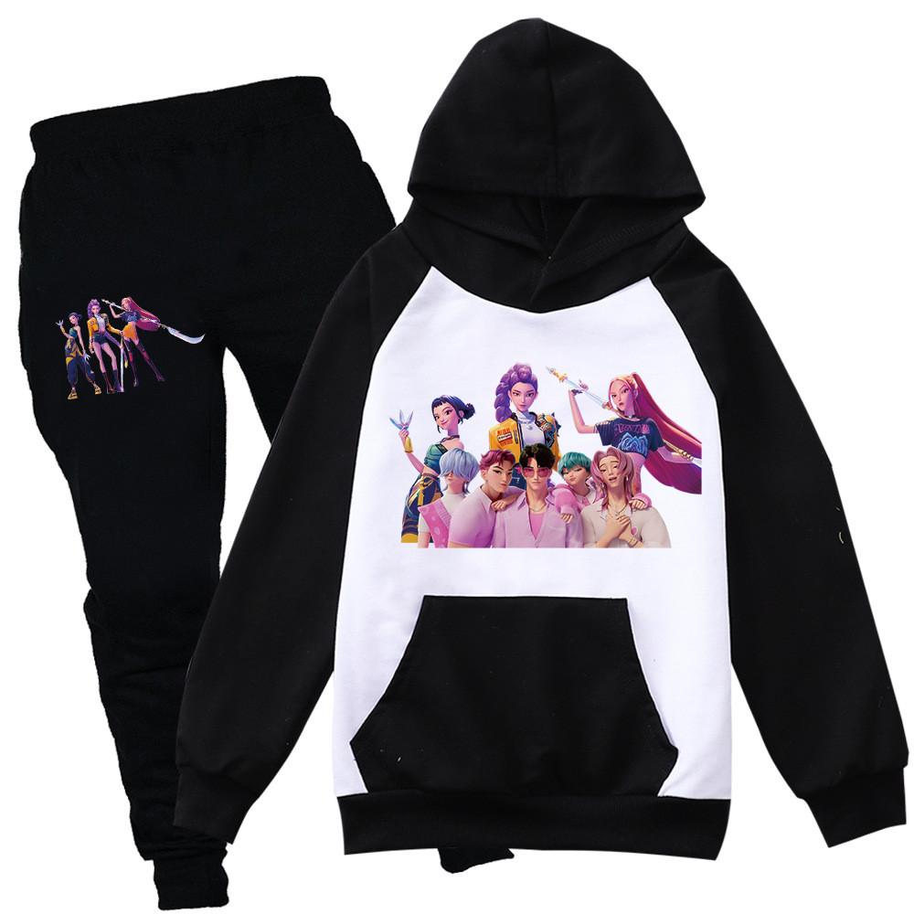 

Детский Девочки Аниме Мультфильм K-Pop Руми Зои Мира Принт Повседневный С Длинными Рукавами Толстовки Штаны Комплект Одежды 100cm