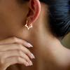 Classic 18K Gold Pentagram Hollow Glossy Earrings Jewelry
