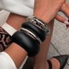 Hip Hop Exaggerate Bangles Fluorescent Green Wood Hand Ring Vintage Chunky Bracelets Women  Girls