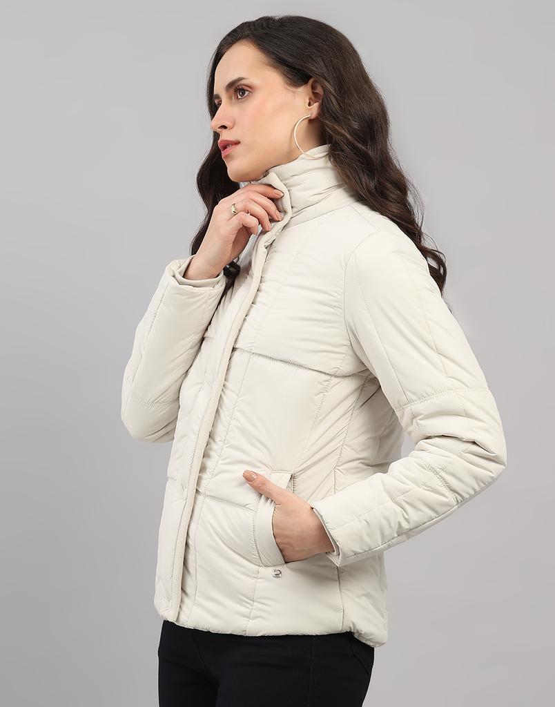 MONTE CARLO Women's Regular Fit Solid High Neck Full Sleeve Jacket