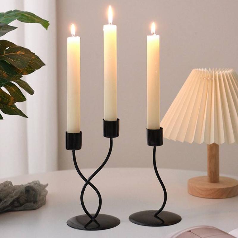Metal Candle Holder Elegant Stable Base Table Centerpiece Candle Stick Holder for Mantel Fireplace Dining Desktop Home Decor