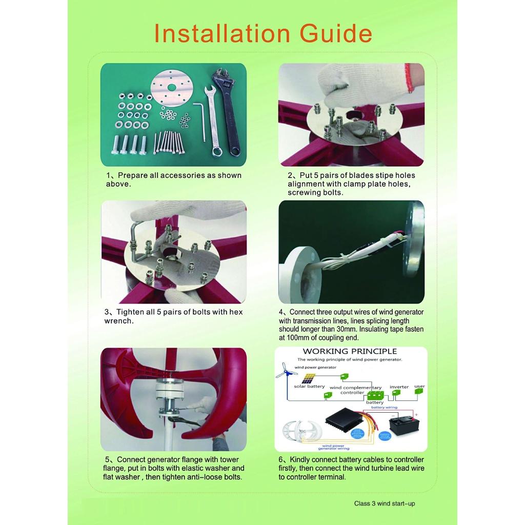 4000W 12V 24V  Lantern Vertical Axis Wind Turbines Generator 5 Blades Motor Kit for Home Hybrid Streetlight