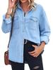 European Women's Long-Sleeved Denim Button-Up Shirt - Casual Spring Top