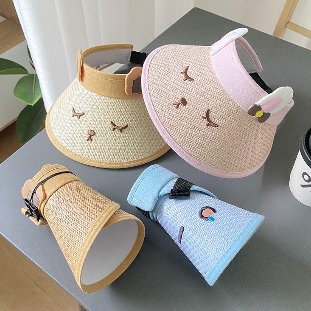 Sun Hat Children Straw Sun Hat Shading Hat Children's Visor Hat Cartoon Sunshade Hat  Beach