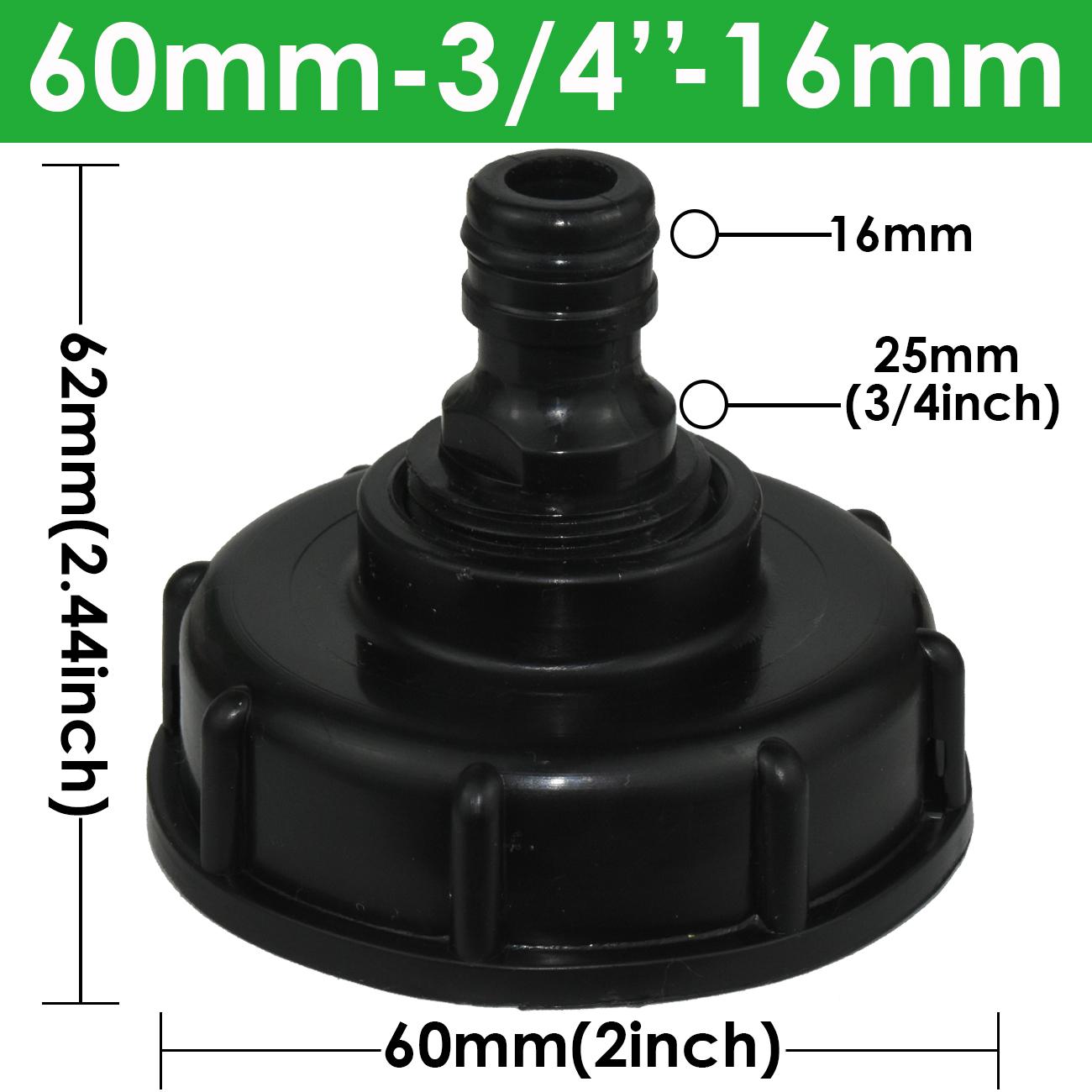 

S60 IBC Water Tank Tap Adapter 16mm 1/2 Water Coupling Connecter Coarse Thread Garden Home Replacement Valve Fitting Faucet