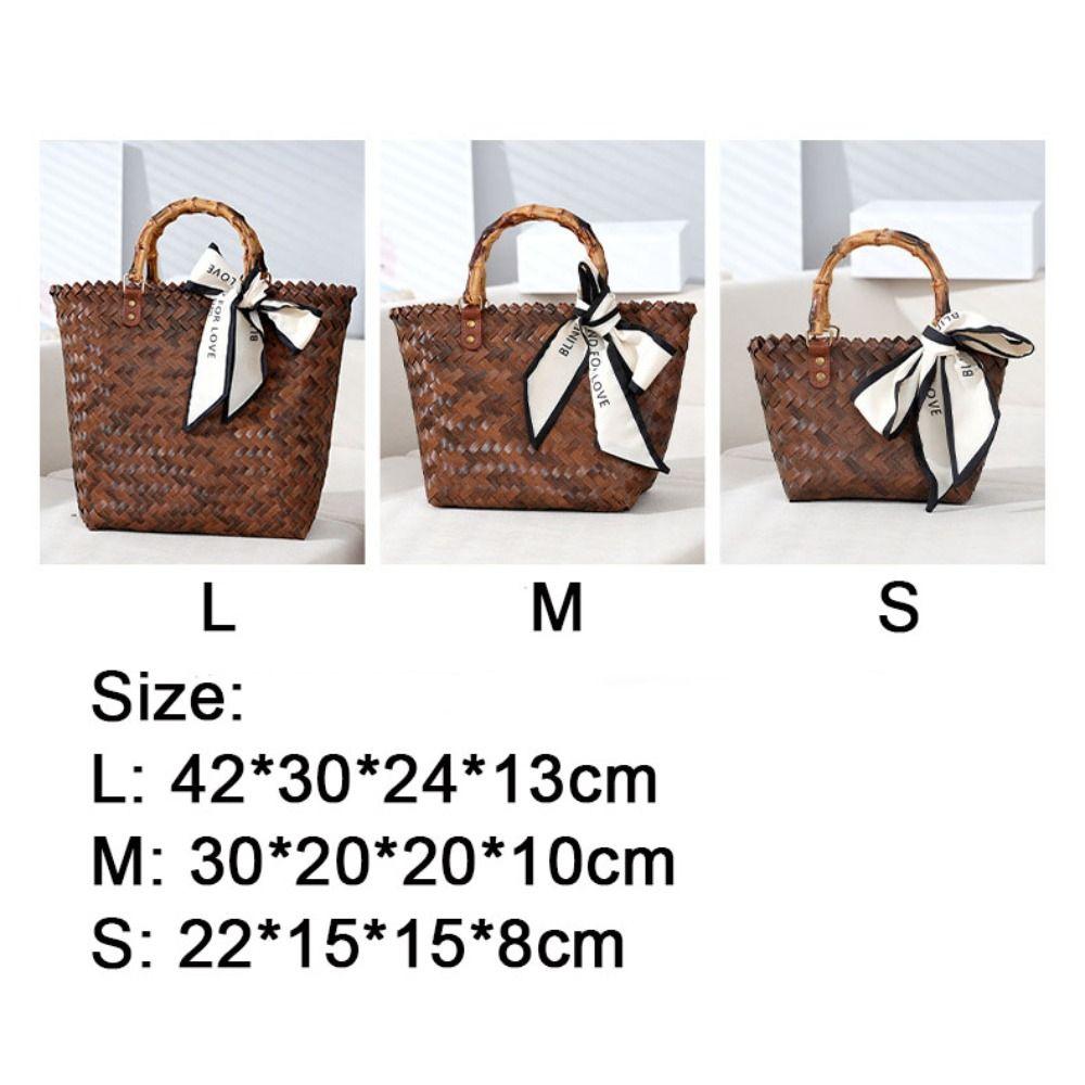 PP Shoulder Bags Bamboo handle Crochet Bag Fashion Shopping Tote Bags  Women