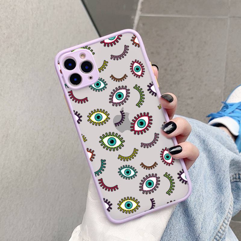 TOPLBPCS Eye Blue Evil Eye Print  for iPhone 7 8 Plus X XR XS 11 12 pro MAX Hard PC TPU Back Cover