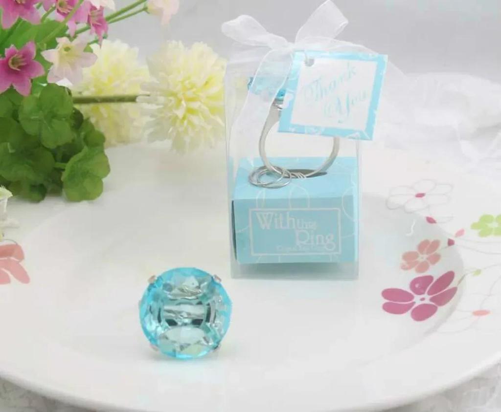 Fashion Accessories Small Gifts Party Favors Wedding Gifts Diamond Ring Shape Keychain Key Accessories Wedding Gifts for Guest
