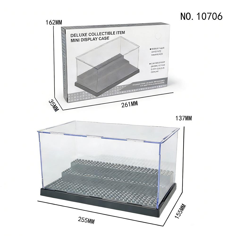 Clear Acrylic Minifigures Display Case Transparent Showcase Stackable Design Dustproof Display Box Movable Steps Large Capacity