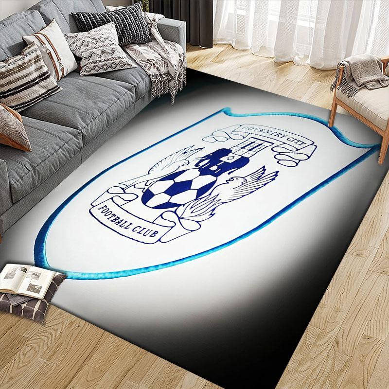 Coventry City Logo Flannel Printed Carpet, Home Sofa Decoration for Living Room & Bedroom, Non‑Slip Play Flannel Floor Mat for Game Room