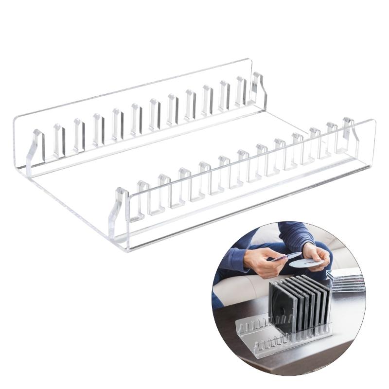 Clear Acrylic CDs Holder, Desktop Organizers Rack for 12 Standard CDs Case, Slip Resistant Base