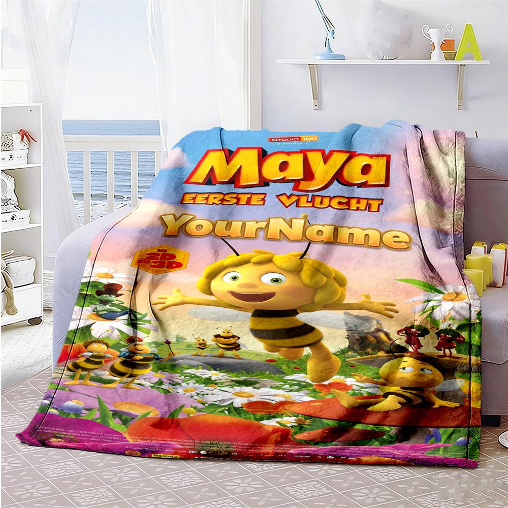 Biene Maja Personalized Text Blanket Gift Customizable Blanket Comfortable Great for Office Seaside Office Chair Picnics for All Occasions