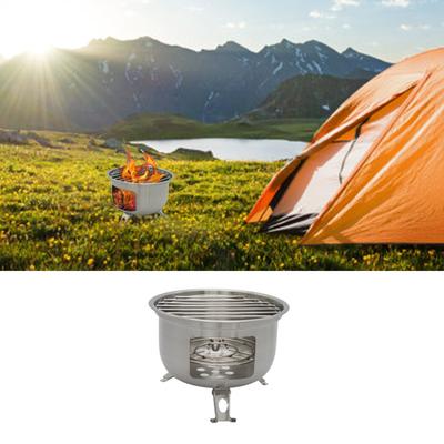Backpacking Survival Stove Stainless Steel Wood Burning Stove for BBQ Picnics Portable Charcoal Grill Cooking Equipment