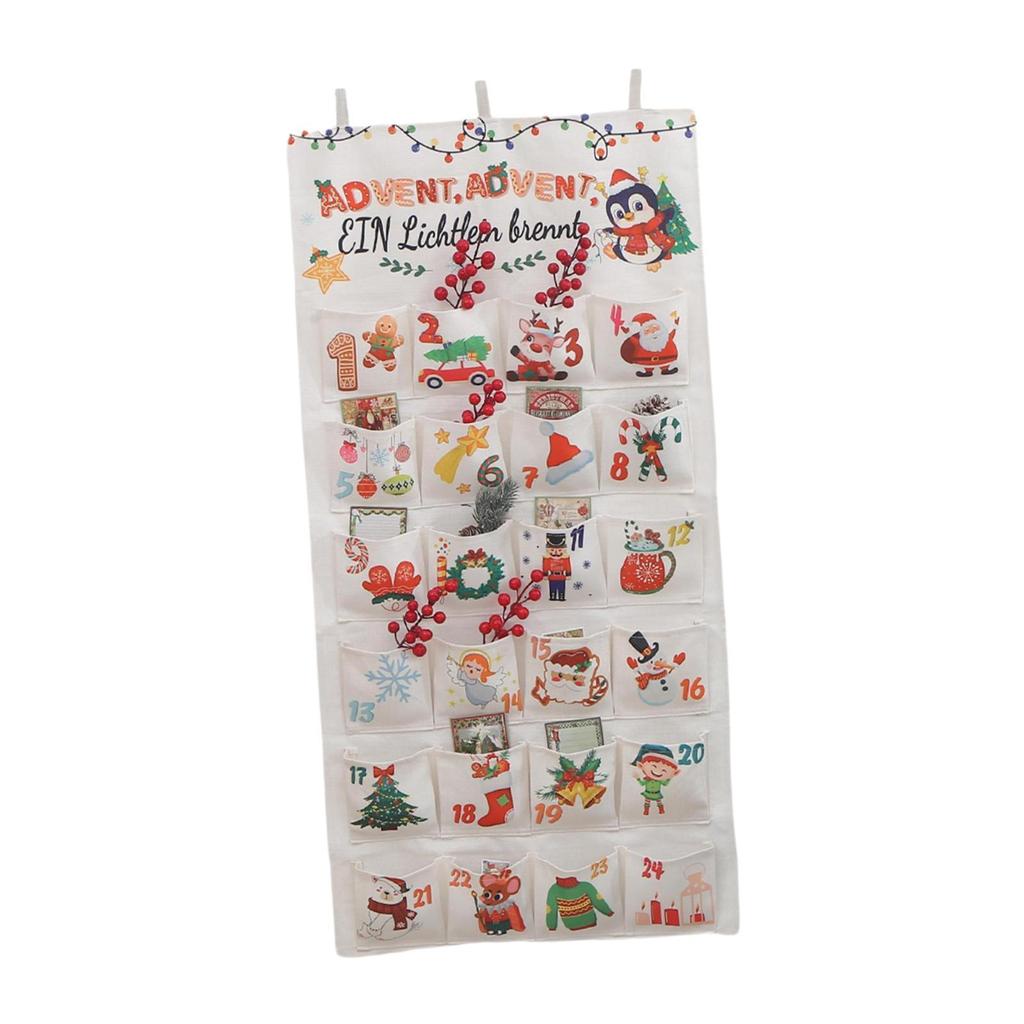 Christmas Advent Calendar Hanging Advent Calendar 24 Pockets Empty Fillable Advent Calendar for Holiday Door Wall Office Bedroom