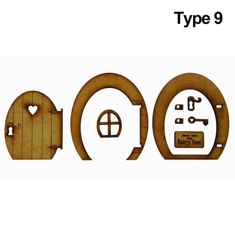 Miniature Fairy Gnome Door Figurines Vintage Wooden Elf Home Fairy Elf Door Kit For Yard Art Garden Tree Sculpture Statues Decor