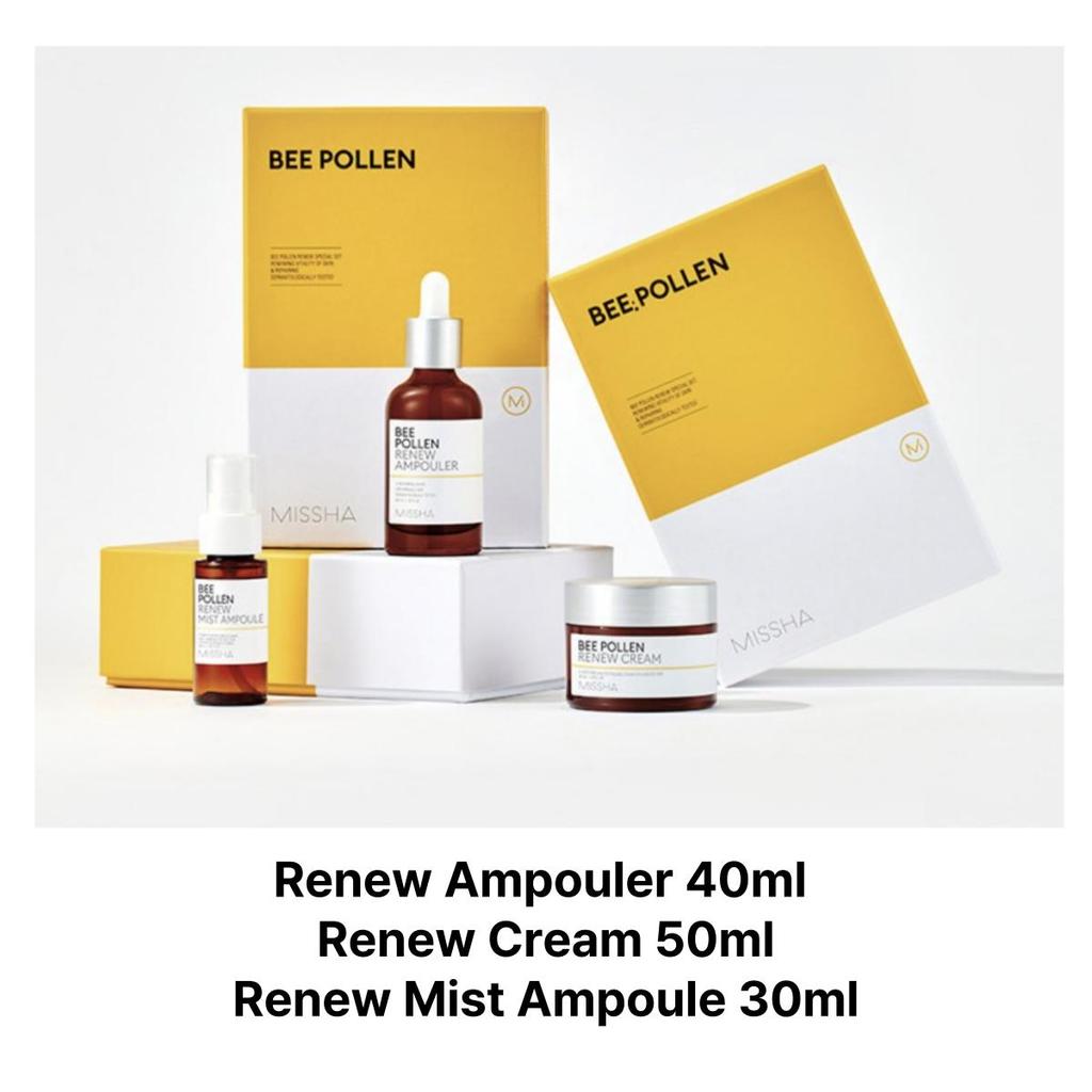 MISSHA Bee Pollen Renew Ampoule 40ml + Cream 50ml + Mist Ampoule 30ml, 1set